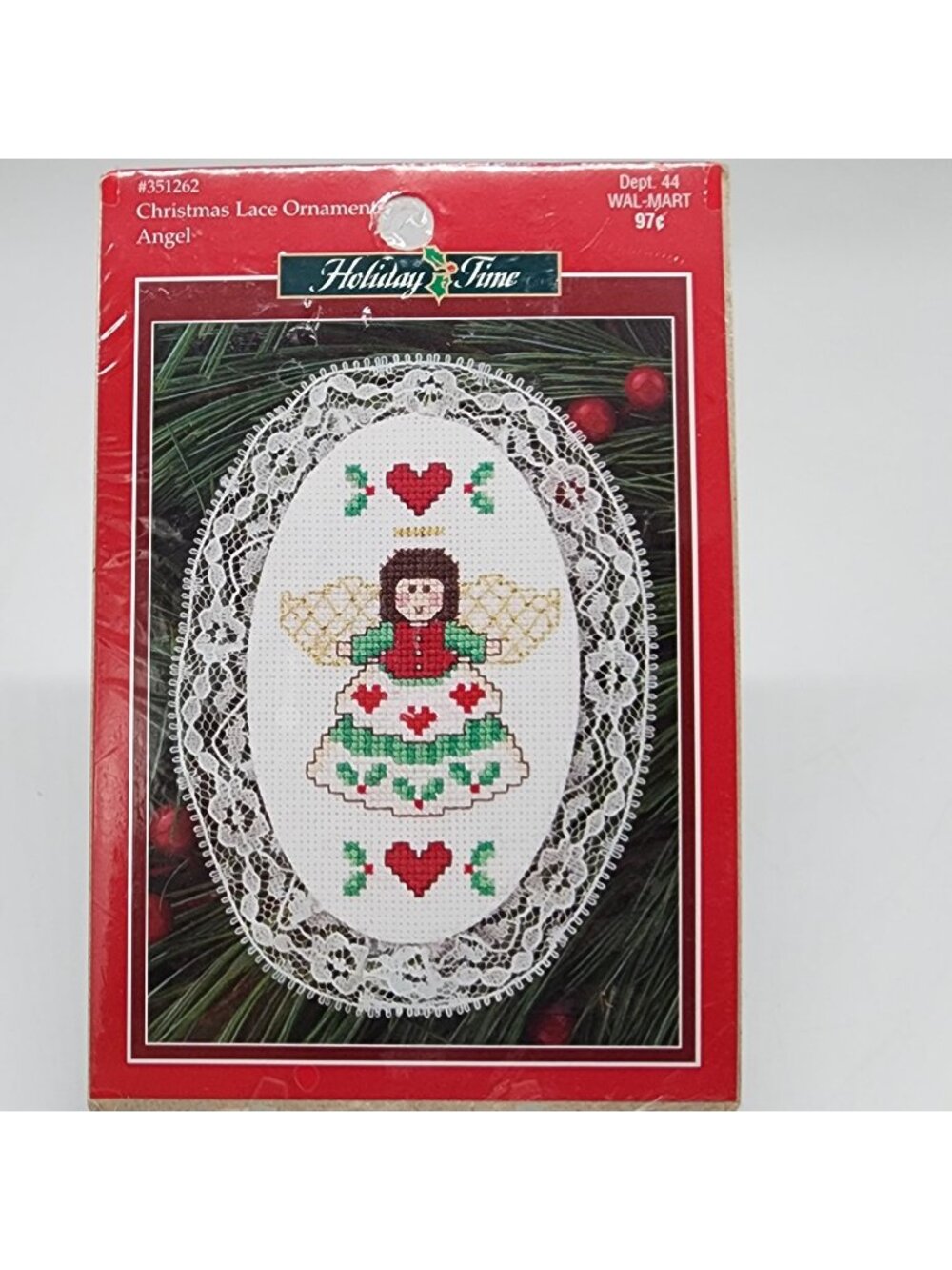 Cross Stitch Kit Angel and Hearts Ornament by Holiday Time Christmas